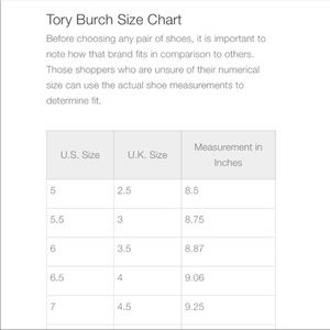 HOT Shoes Tory Burch Belt Size Chart Tory Burch Shoe Size